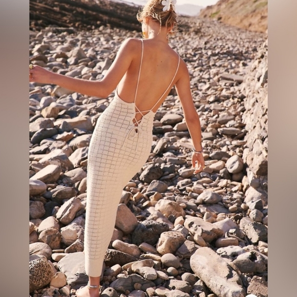Free People Mallorca Fauxchet Sweater Midi Dress in Natural - L - Picture 16 of 16